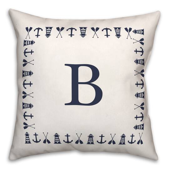 Nautical Monogram Throw Pillow